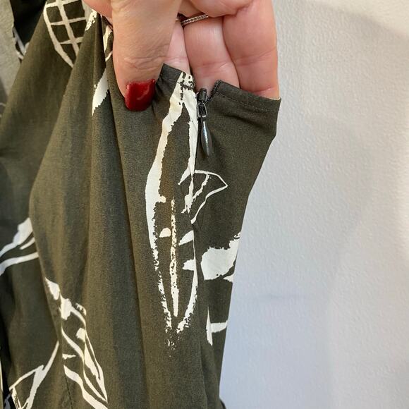 Aspesi Green Leave Printed Midi Length A-Line Dress Size 40 - Picture 10 of 10